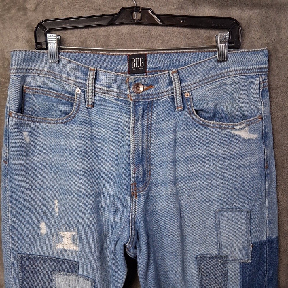 Men's Urban Outfitters BDG‎ Dad Slim Taper Fit Patch Work Jeans Sz 33x32 patched